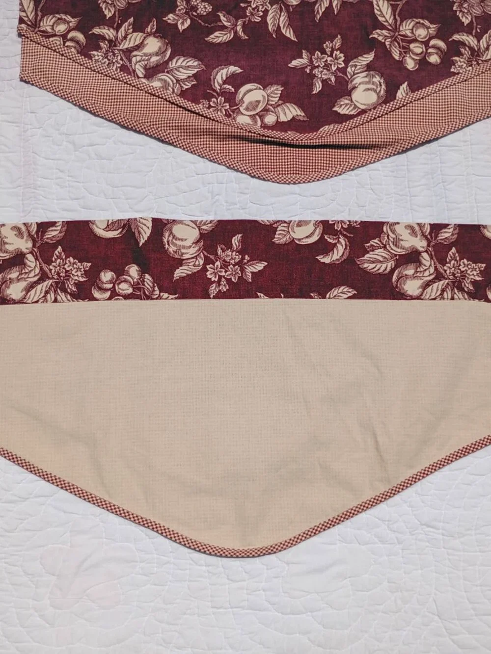 Set of 3 Waverly Garden Room Curtain Valances Ascot Red Gingham Fruit and Floral